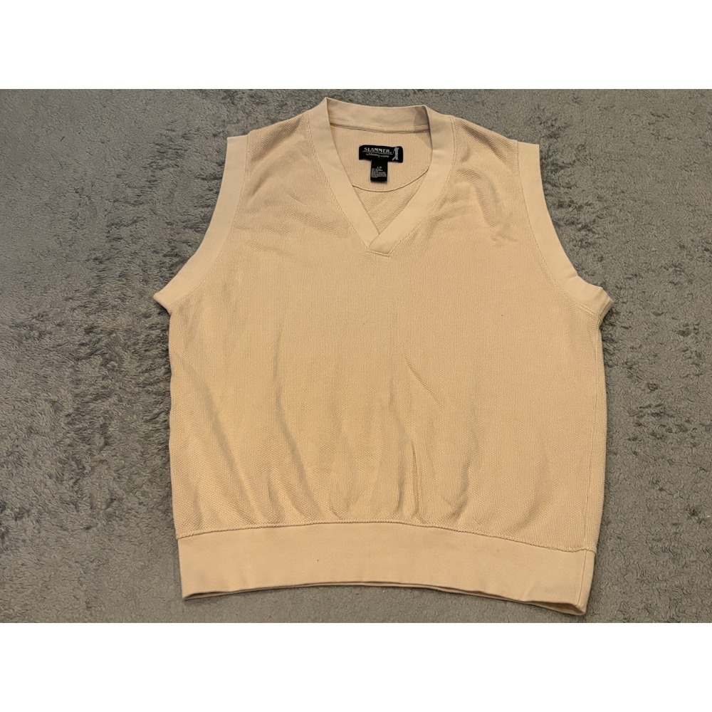 Vintage Slammer By Munsingwear Vest Mens Large Beige Golf V-Neck Sweater Vest